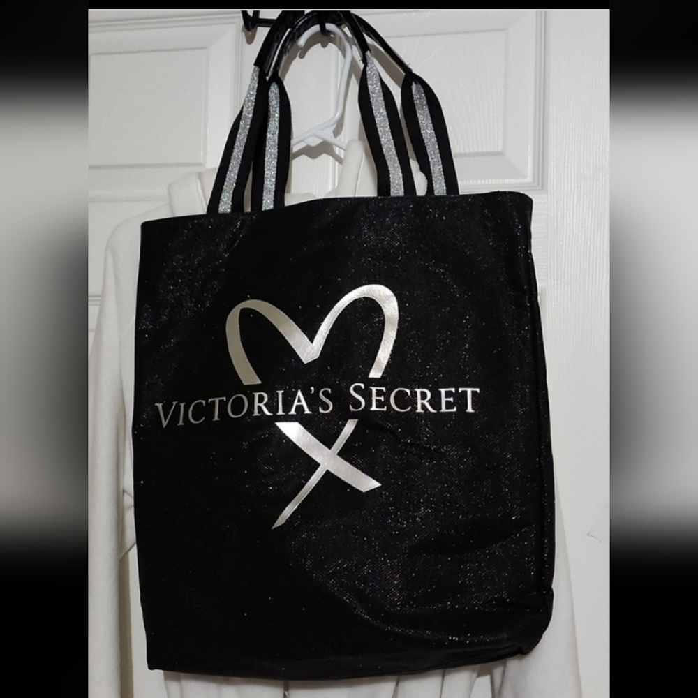Victoria's Secret women's tote black and silver handbag large